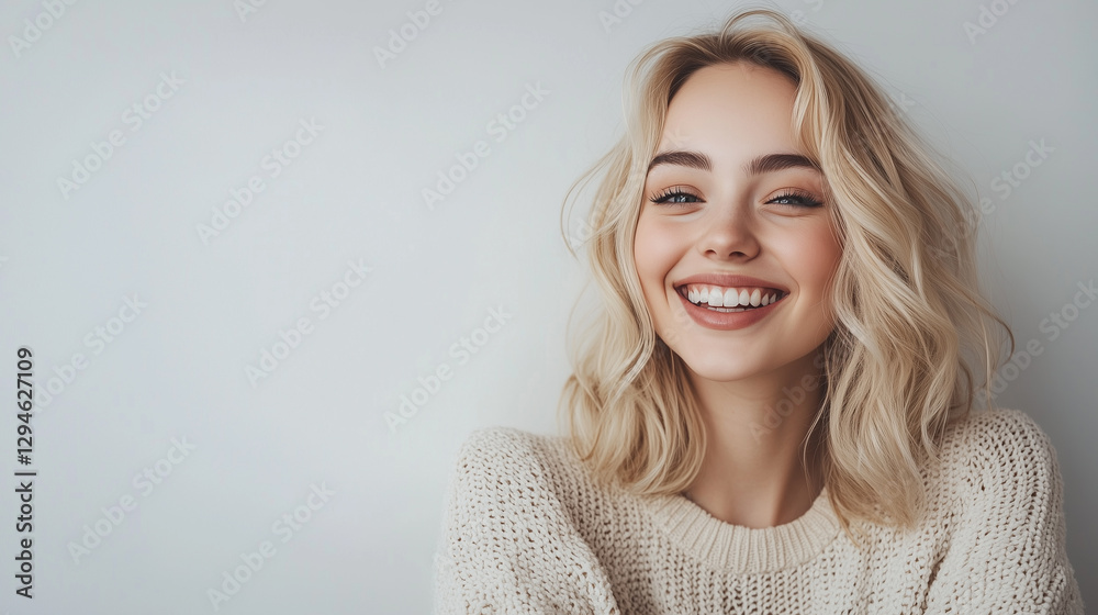 Beautiful blonde woman isolated on white background with copy space Beautiful blonde woman isolated on white background with copy space