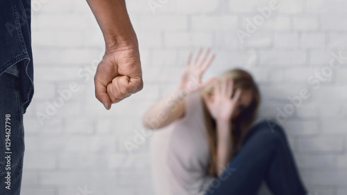 Canvas Print Violence in family aggravated during crisis concept