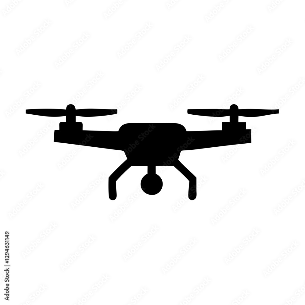 silhouette of a drone with four propellers and a camera attached silhouette of a drone with four propellers and a camera attached