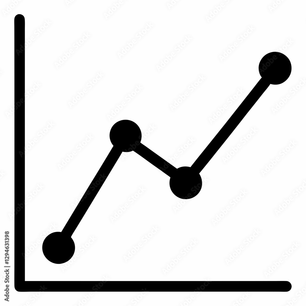 a line graph depicting a trend of data, with increasing and decreasing values over time. The graph shows a black line, with circles marking data points, representing performance, progress. a line graph depicting a trend of data, with increasing and decreasing values over time. The graph shows a black line, with circles marking data points, representing performance, progress.