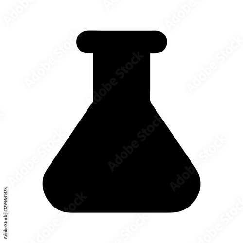 a black chemistry flask silhouette, representing scientific experimentation and laboratory work