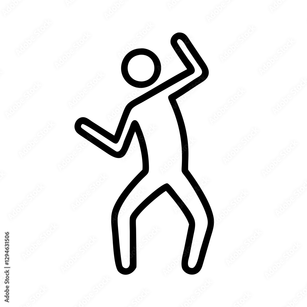a line drawing illustration of a person dancing happily with arms up. It is a minimal design, perfect for conveying movement and joy a line drawing illustration of a person dancing happily with arms up. It is a minimal design, perfect for conveying movement and joy