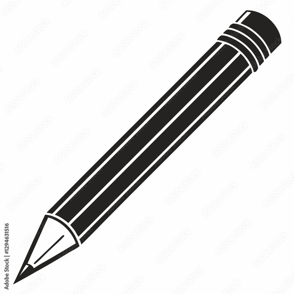 a black and white image of a sharpened pencil, ideal for writing or drawing a black and white image of a sharpened pencil, ideal for writing or drawing