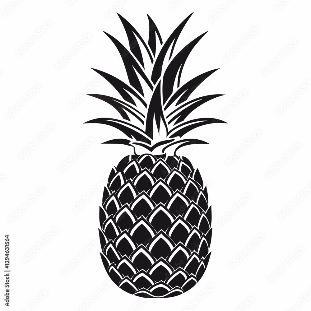Obraz premium A bold black and white illustration of a pineapple