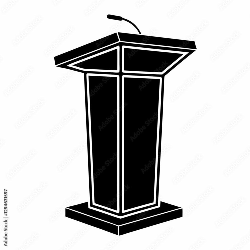 a black and white podium with a microphone, perfect for presentations and speeches a black and white podium with a microphone, perfect for presentations and speeches