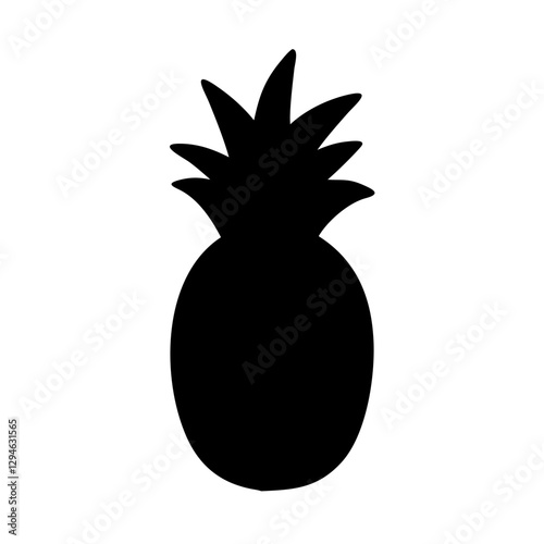 a silhouette of a pineapple in black, representing tropical, summer vibes, fruit, food, health, healthy