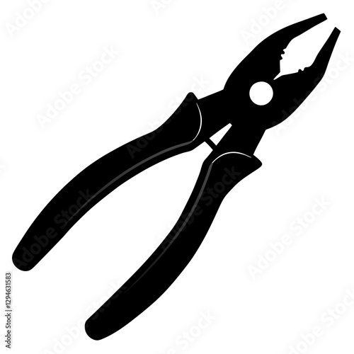 a close-up shot of a black pliers on a white background, tools for DIY and repair