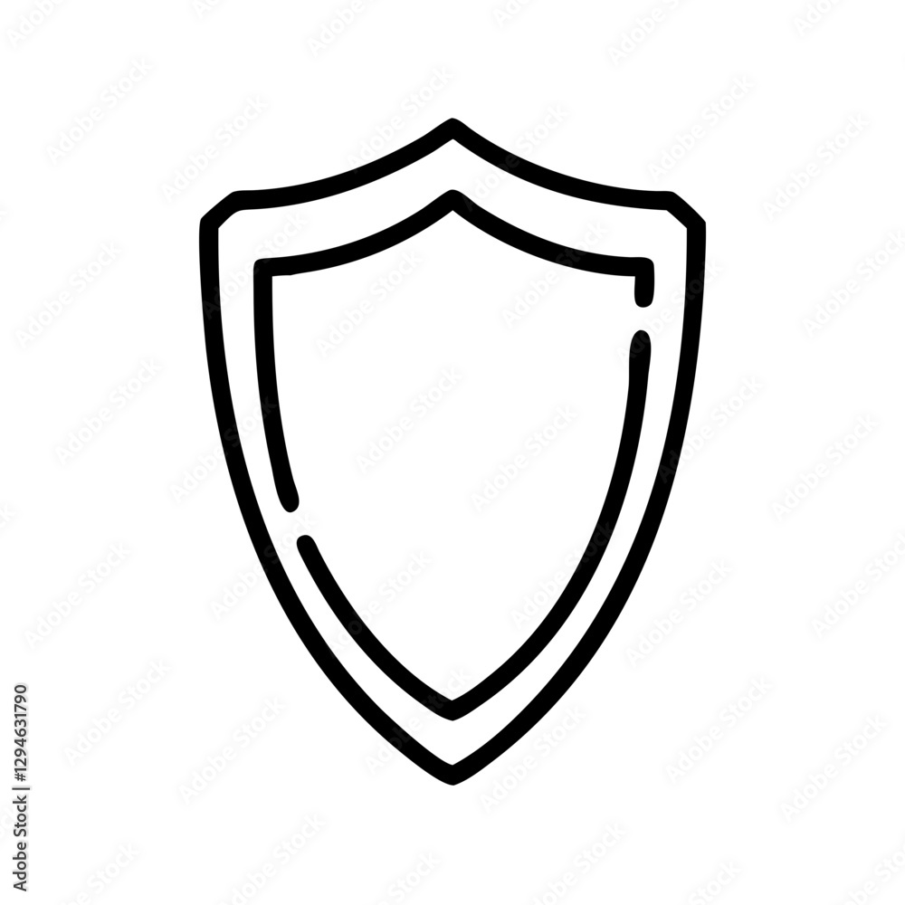 an outline drawing of a shield. The shield has a simple and minimalist design, perfect for representing protection, security, or defense an outline drawing of a shield. The shield has a simple and minimalist design, perfect for representing protection, security, or defense
