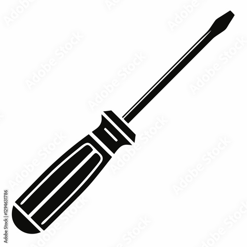a close-up of a sleek black screwdriver. The tool is isolated, highlighting its simple elegance