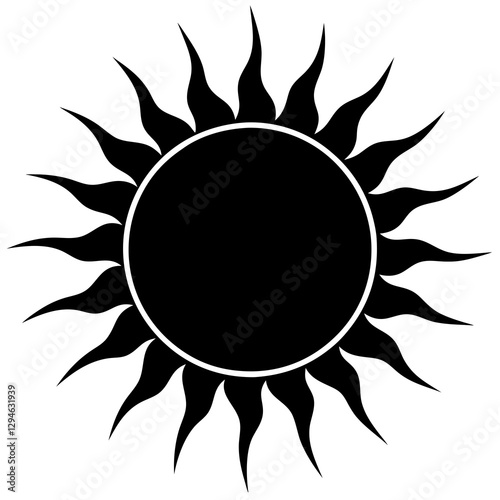 a striking black sun design with radiating rays, perfect for adding a touch of warmth