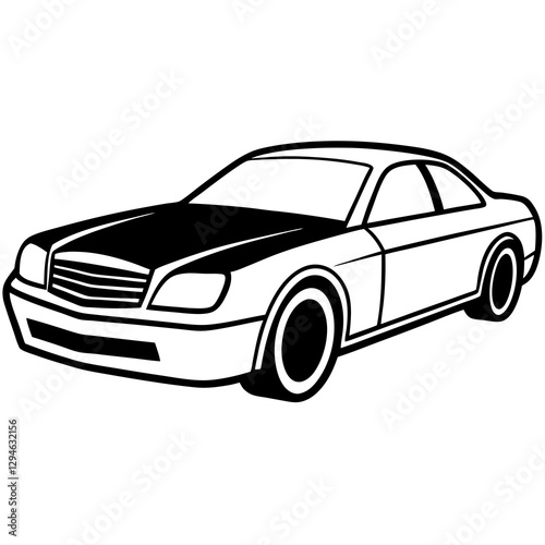 an outlined illustration of a car. The vehicle is depicted in a simplified yet elegant manner