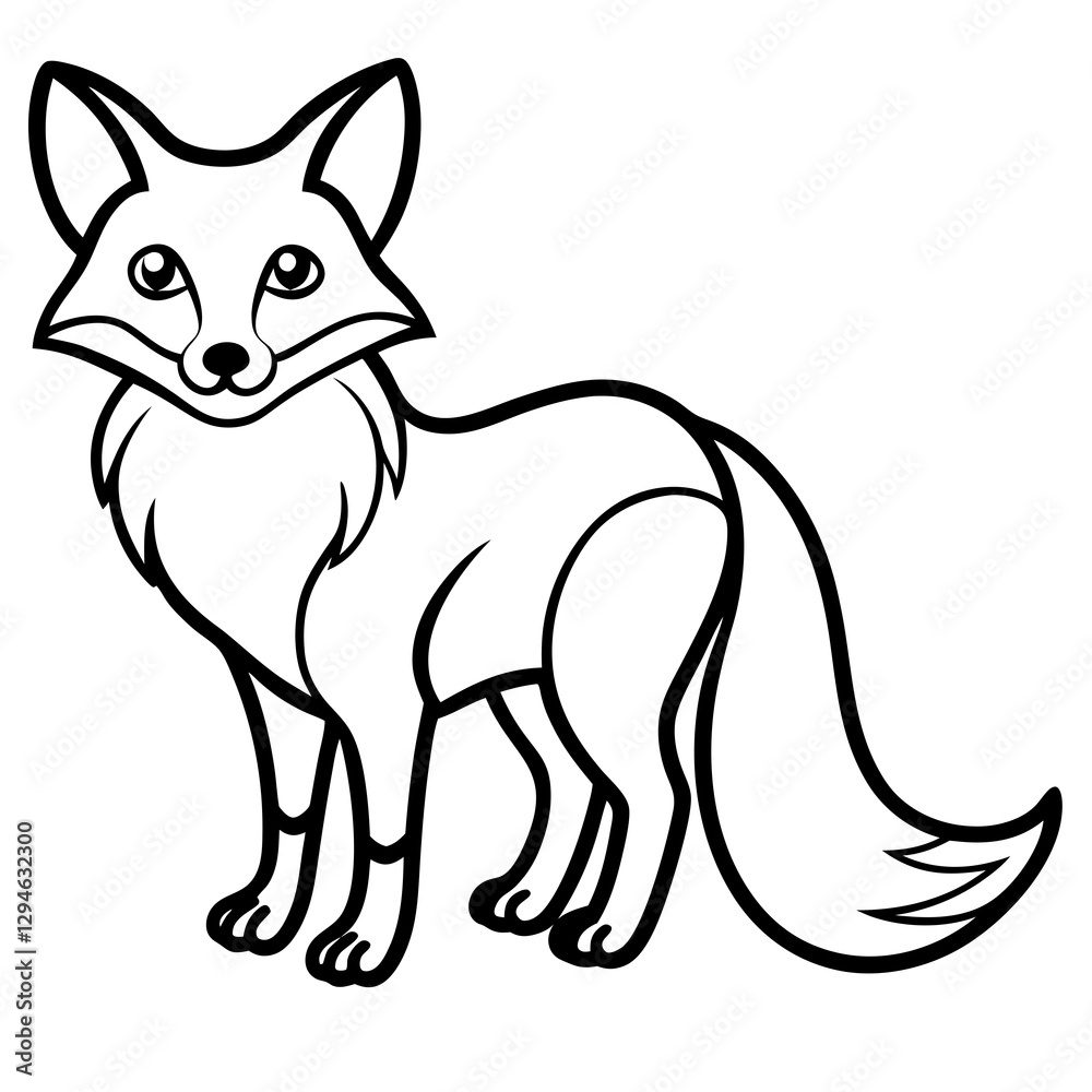 Obraz premium a charming illustration of a fox standing proudly, with a fluffy tail and a mischievous expression