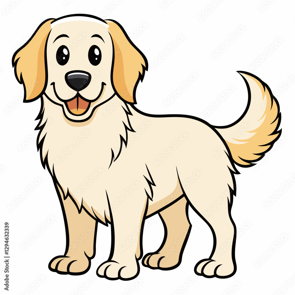 a cute Golden Retriever puppy standing and smiling. The puppy has a friendly expression a cute Golden Retriever puppy standing and smiling. The puppy has a friendly expression