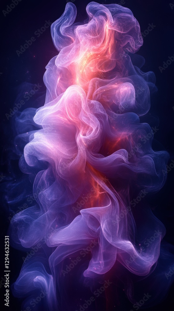 Fototapeta premium Ethereal Abstract Flow of Colorful Smoke Against Dark Background