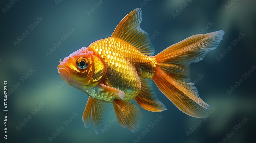 Fototapeta premium Goldfish swimming aquarium underwater background pet