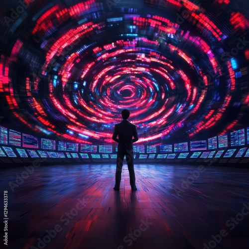Wallpaper Mural A man standing in front of a bright tunnel of light illuminating his silhouette with a mystical atmosphere surrounding him Torontodigital.ca