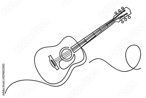 Stylized Guitar Line Art for Music Instrument Design