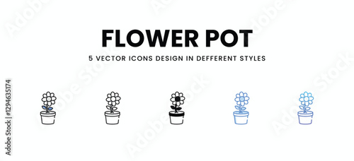 Flower Pot vector icons set stock illustration