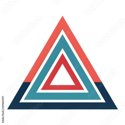 Vibrant logo design featuring stacked triangles in coral, teal, and navy blue colors with a modern aesthetic and copy space photo