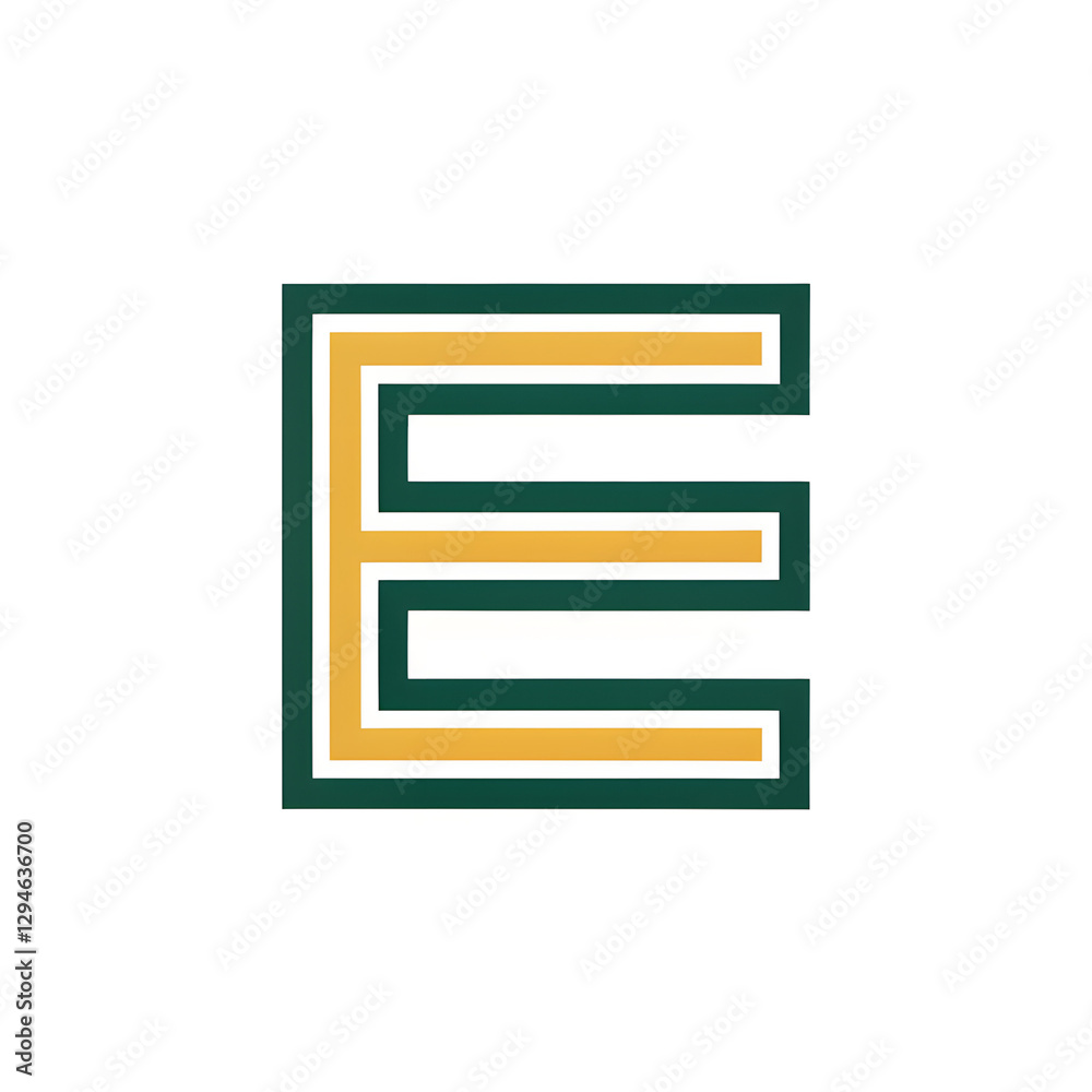Minimalistic logo design featuring a bold letter E with layered green and yellow stripes on a white background and copy space
Minimalistic logo design featuring a bold letter E with layered green and yellow stripes on a white background and copy space
