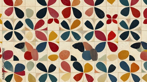 Colorful floral tile pattern design