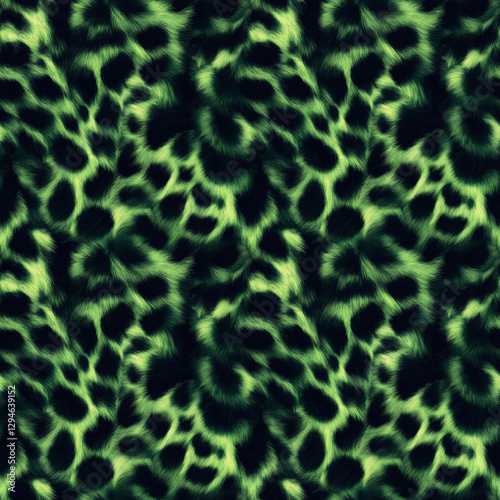 Black and Neon Green Leopard Fur Pattern with a Cybernetic Edge