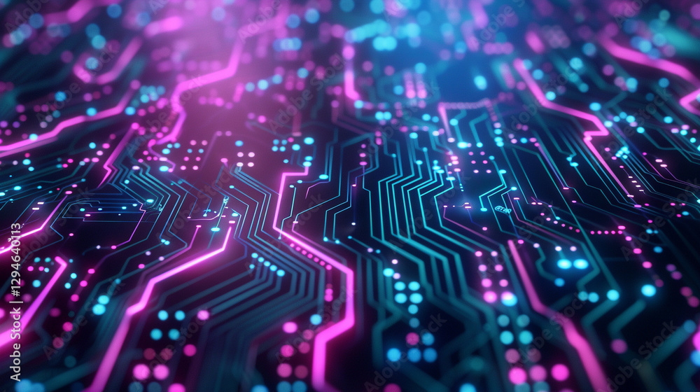 Obraz premium AI-Powered Digital Transformation Background with Glowing Data Nodes