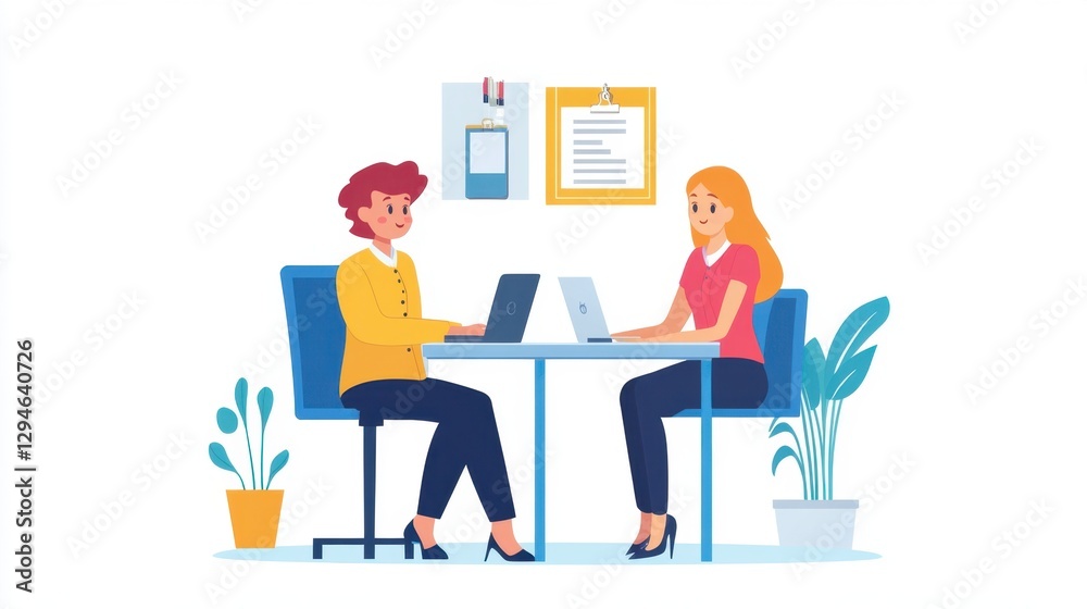A collaborative performance review session between an Indian HR manager and an employee, both engaged in discussion. A collaborative performance review session between an Indian HR manager and an employee, both engaged in discussion.