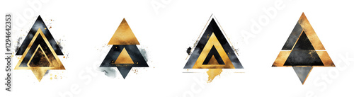 Modern Gold and Black Triangle Abstract Design set 