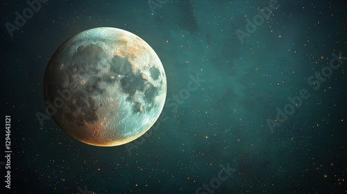 Wallpaper Mural Realistic full moon against a teal night sky filled with stars Torontodigital.ca