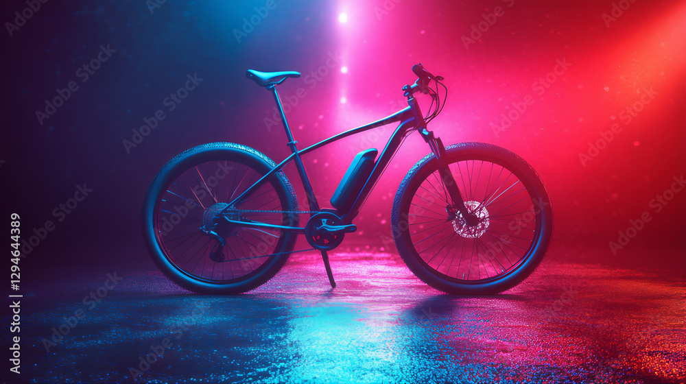 Fototapeta premium Fat bike, electric bicycle, handicap bicycle isolated. Carbon cycle, E-bicycle, Eco bicycle illustration. Mountain bike, bicycle with fat tire design