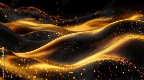 Wallpaper Mural Golden sparkles over smooth black surface in abstract motion Torontodigital.ca