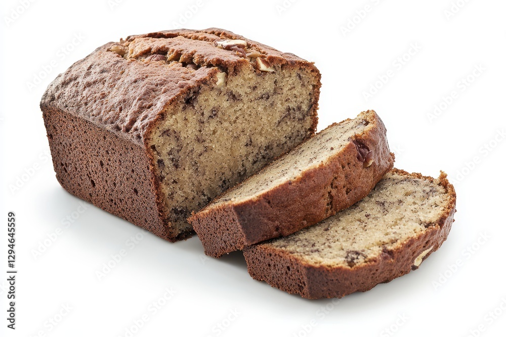 Rustic Sliced Banana Nut Loaf: A Close-Up of Delicious Breakfast Treat Rustic Sliced Banana Nut Loaf: A Close-Up of Delicious Breakfast Treat