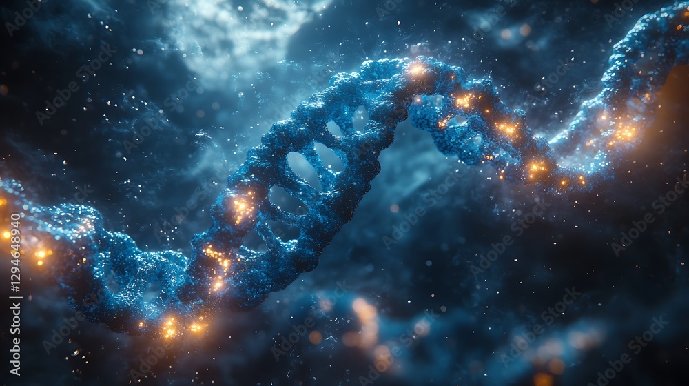 Obraz premium Pulsating dna strand futuristic tech theme image
