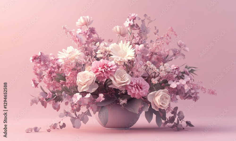 Obraz premium A charming flower arrangement in a soft color palette, representing beauty, nature, and thoughtful design.
