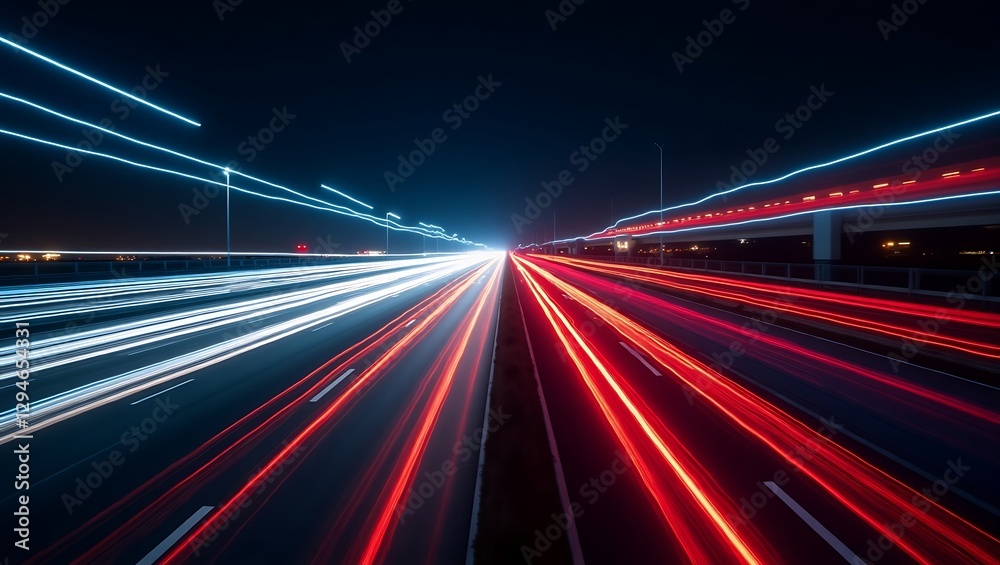 Night Highway Lights, Speed and Movement Abstract Night Highway Lights, Speed and Movement Abstract
