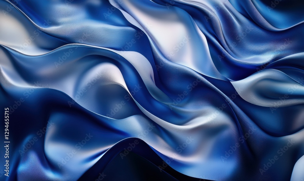 Obraz premium Abstract gradient background in shades of deep blue and silver blending seamlessly, illuminated by soft light creating depth and contrast