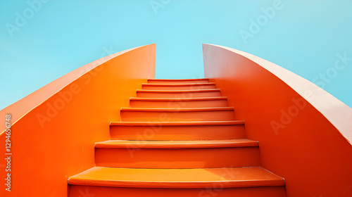 Vibrant urban steps capturing bright atmosphere and hopefulness from below