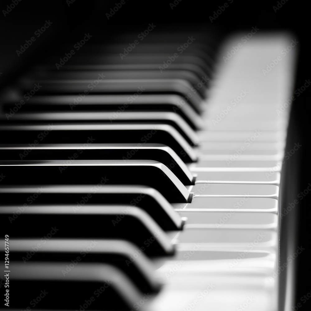 Piano Keys in Monochrome: A Close-Up of Musical Texture and Light Play Piano Keys in Monochrome: A Close-Up of Musical Texture and Light Play