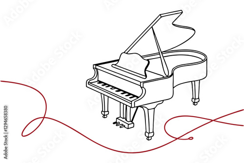 Musical Classic Piano Outline Vector Illustration