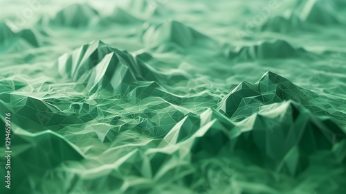 green abstract low poly triangle field creates a mesmerizing polygonal technology background, offering a visually stunning 3D render that captivates imagination with its intricate and futuristic desig