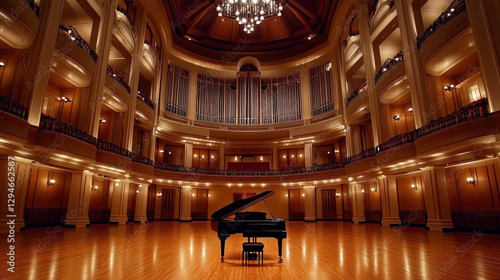 Obraz premium Grand Piano in Ornate Concert Hall