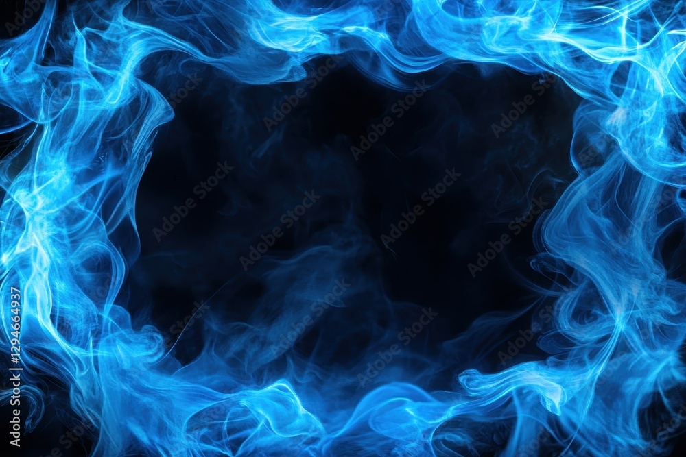 Vivid Blue Flame Border Isolated on Black Background, Capturing the Essence of Heat and Abstract Fire Vivid Blue Flame Border Isolated on Black Background, Capturing the Essence of Heat and Abstract Fire