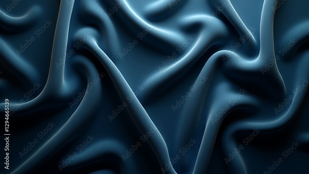 Obraz premium Abstract Drapery: Navy Blue Silk Fabric Texture