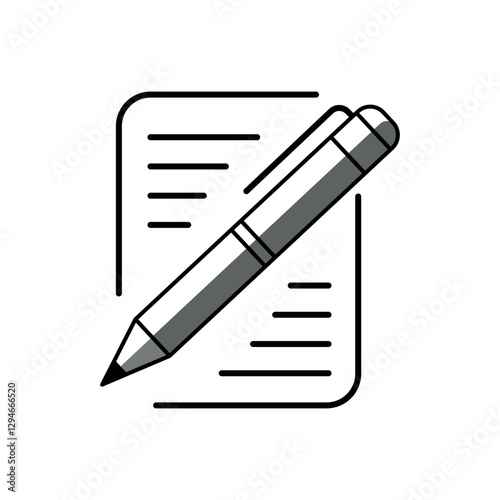 Paper, pen, document, writing icon design