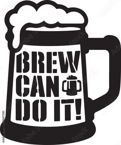  A die cut design of a beer stein with the text illustration.