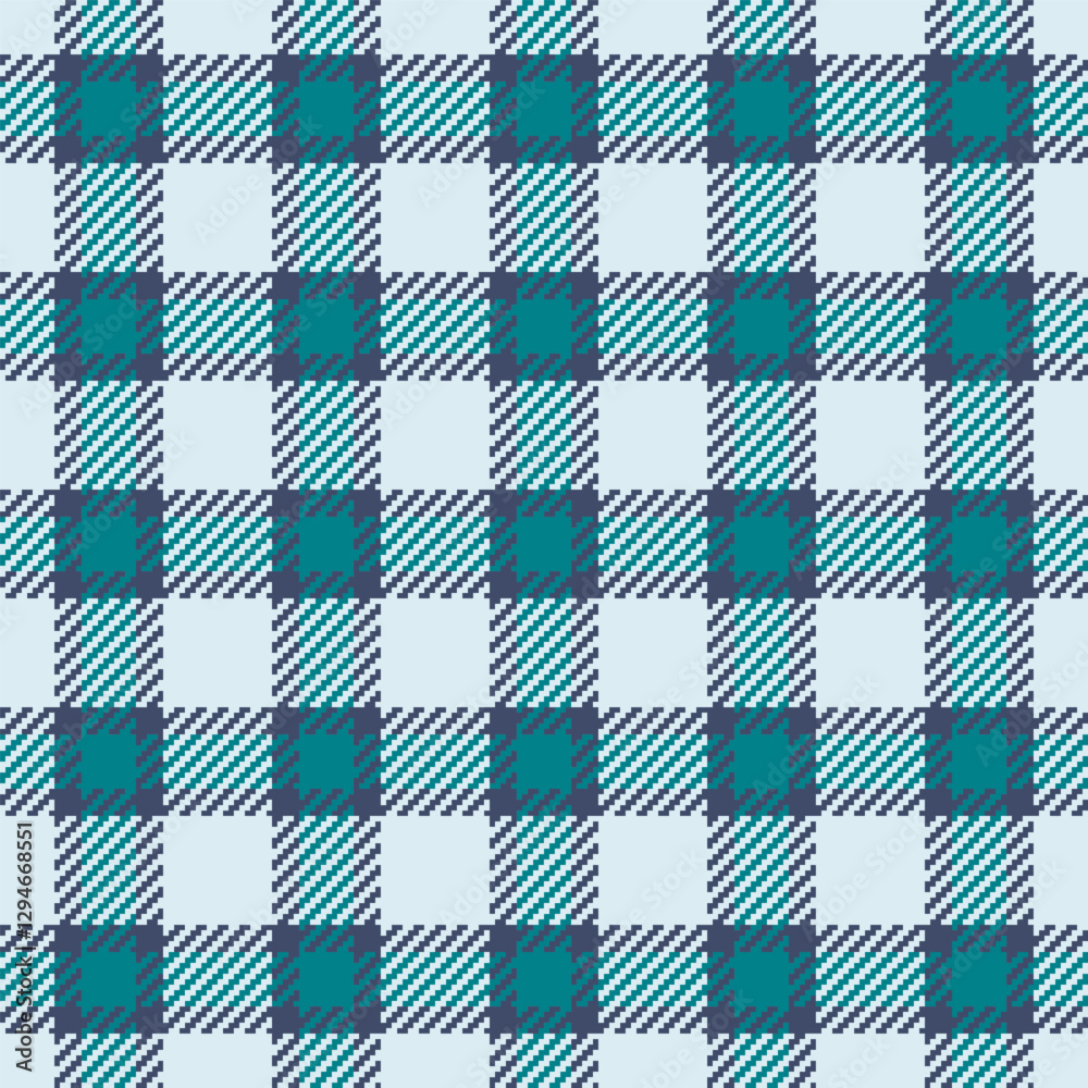 Fototapeta premium Age check pattern texture, furniture fabric seamless textile. Formal background vector tartan plaid in light and blue colors.