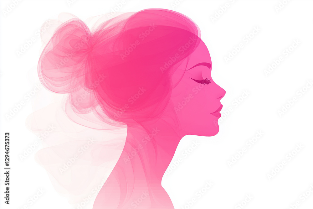 Pink Silhouette of a Woman. Elegant pink silhouette of a woman in profile. Ideal for beauty, fashion, or modern art designs. Pink Silhouette of a Woman. Elegant pink silhouette of a woman in profile. Ideal for beauty, fashion, or modern art designs.