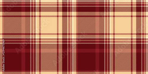 Bandanna texture plaid tartan, vogue fabric check seamless. Style textile pattern background vector in royal maroon and amber colors.
