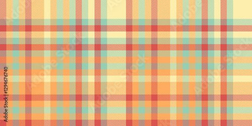 Eps seamless tartan fabric, magazine pattern vector texture. Oilcloth background check textile plaid in orange and light colors.
